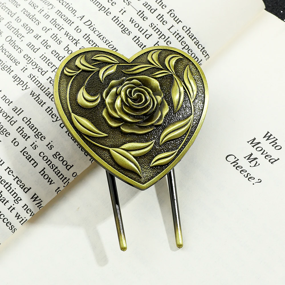 Imagem -04 - Vintage Rose Book Clips Bronze Metal Bookmark Reading Writing Acessórios de Escritório para Amantes do Livro Criativo Amor