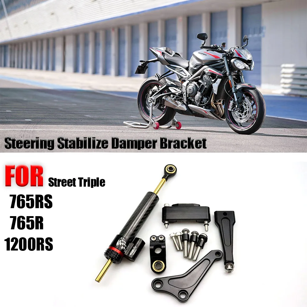 765RS Motorcycle Steering Stabilize Damper Bracket Mount Kit For Street Triple 765r 765rs 1200rs 765 R 1200 RS Accessories