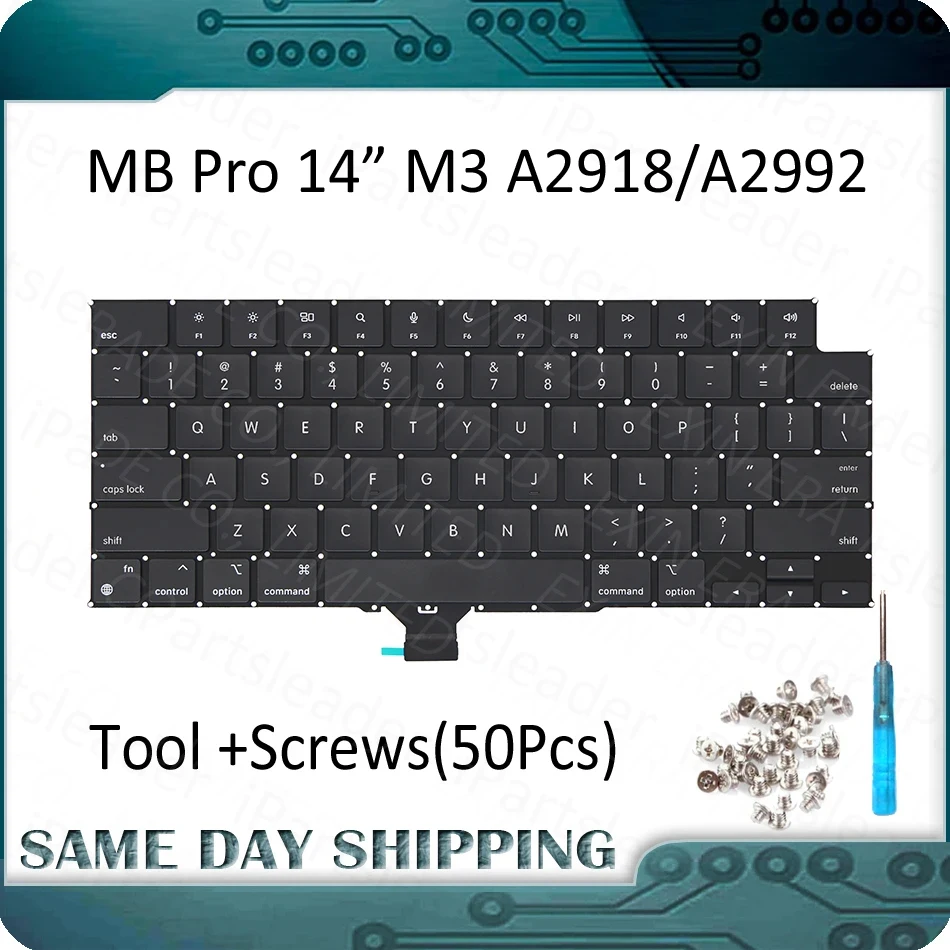 New Laptop A2918 A2992 US UK Euro Keyboard English for Macbook Pro Retina M3 14