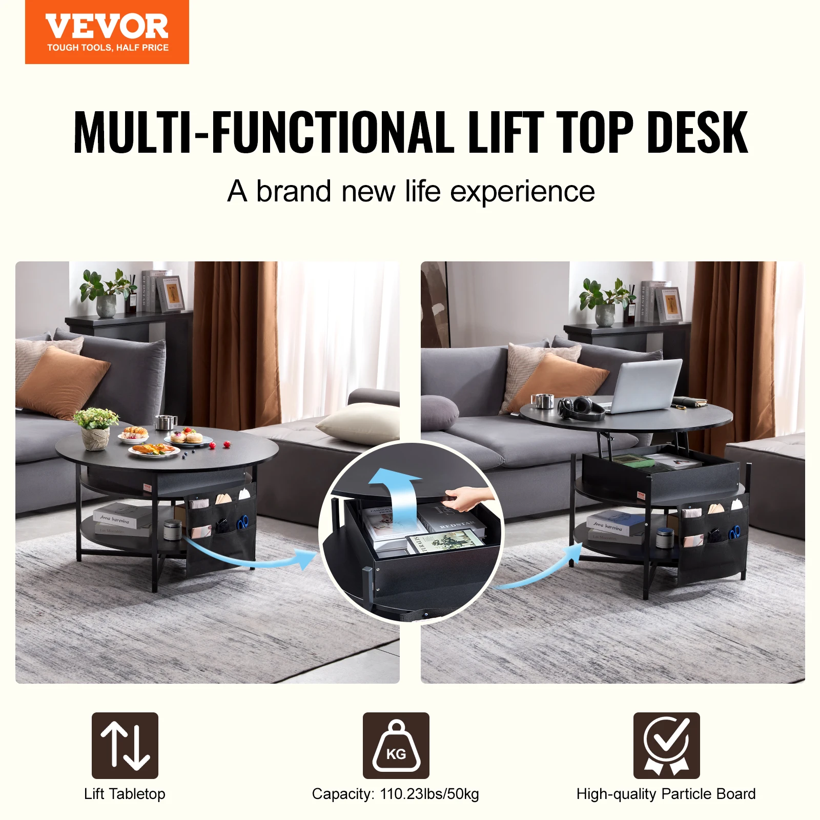 VEVOR Lift Top Coffee Table 35.3