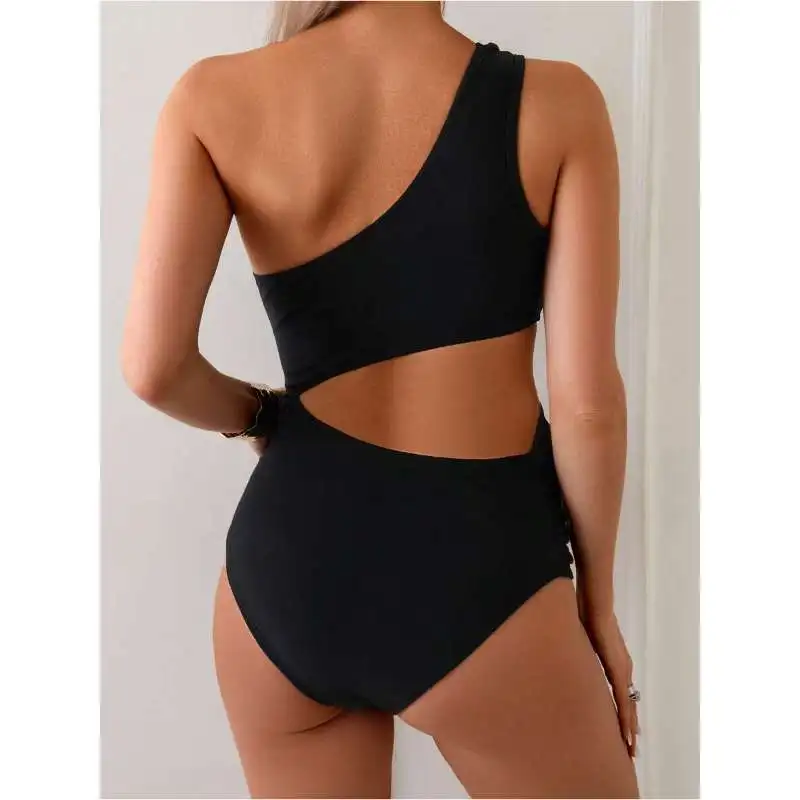 Maternity Swimsuit European and American Pregnant Women Single Shoulder Women Solid Color High Elastic One-piece Swimsuit Women