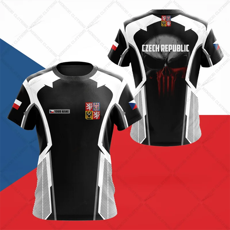 Custom Name Summer Casual Czech Flag Graphic T-shirts Cool Men's Fashion Jersey Soft Short Sleeve Tops Fast Dry Sportswear view 3