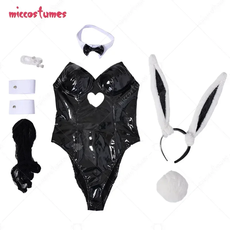 Bunny Girl Cosplay Costume pour femme, anime japonais mignon, costume de batterie, tenue trempée, noir et rouge, Mic303