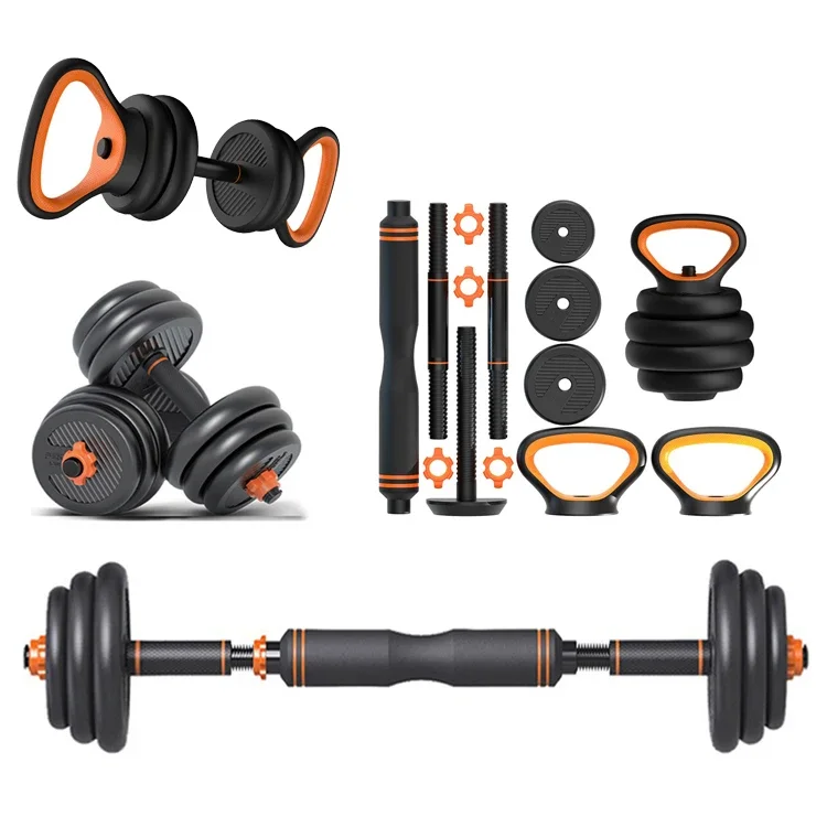 

6 In 1 Kettlebell Barbell Dumbbell Set, Fitness Gym Equipment Dumbbell Weightlifting Training Kit With Connecting Rod 40kg