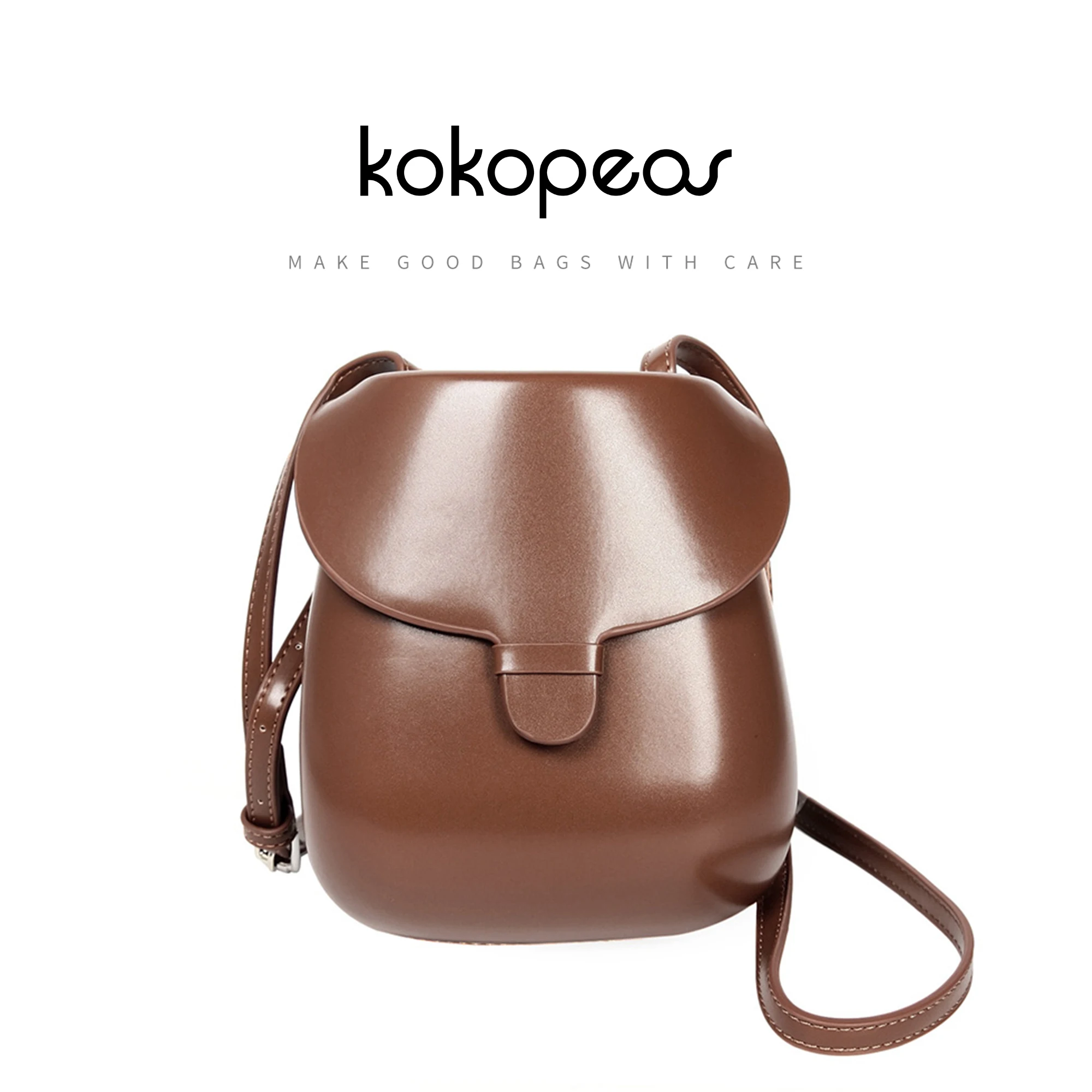 KOKOPEAS Chic Vintage Messenger Purse Simple Luxury Designer Saddle Flap Shoulder Handbag PU Leather Crossbody Bags For Women