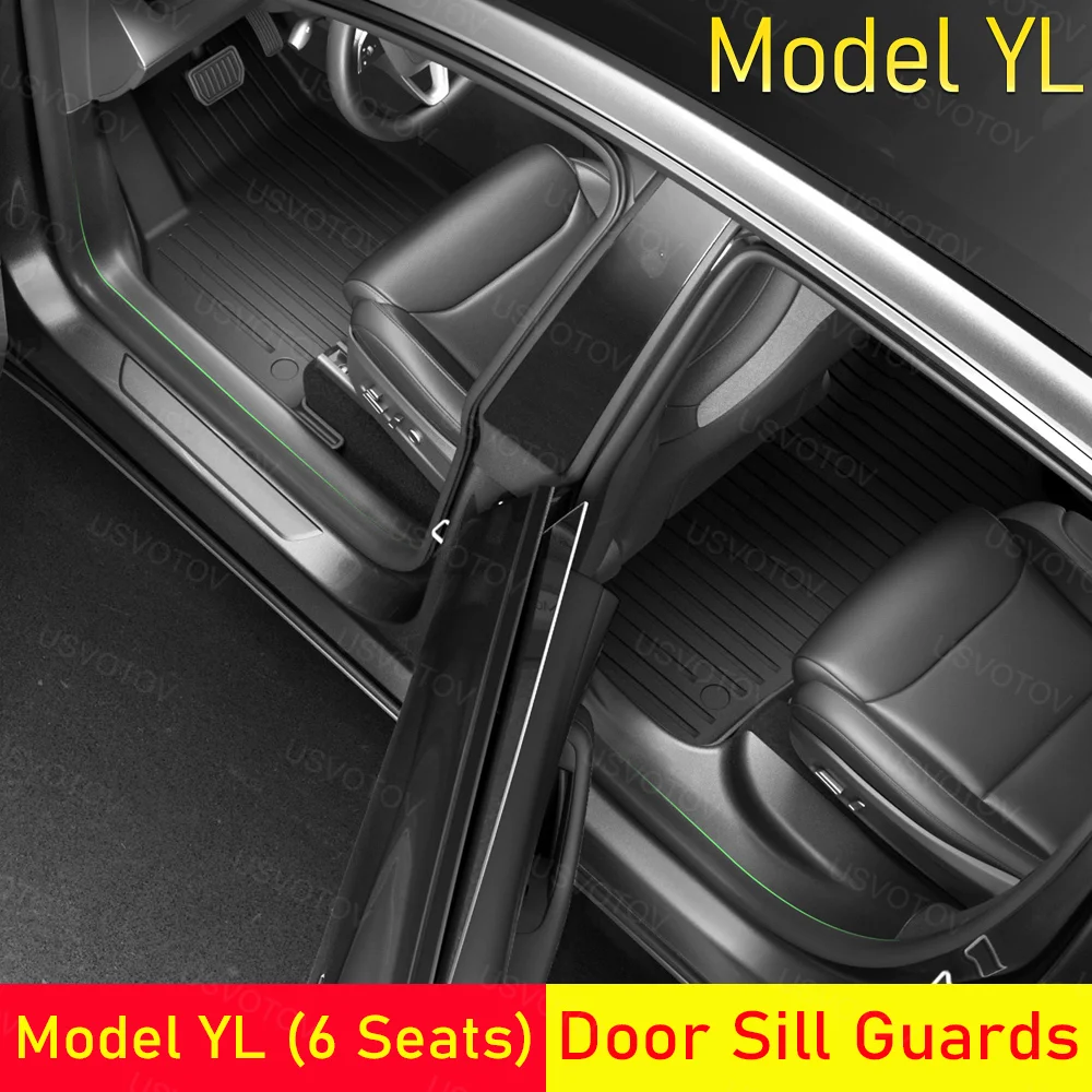 For 2026 Tesla Model YL TPE Front Rear Door Sill Guard Anti Scratch Dirt Resistant Threshold Strip Interior Protection Set