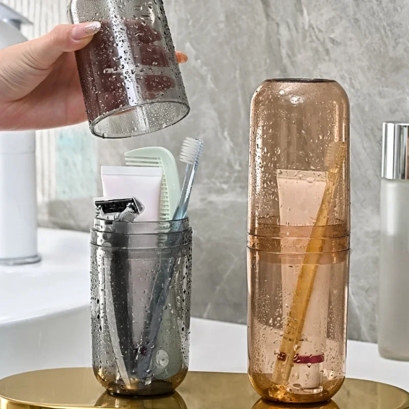 New Transparent Toothpaste Toothbrush Holder with Wash Cup Portable Travel Bathroom Organizer Toothpaste Toothbrush Case