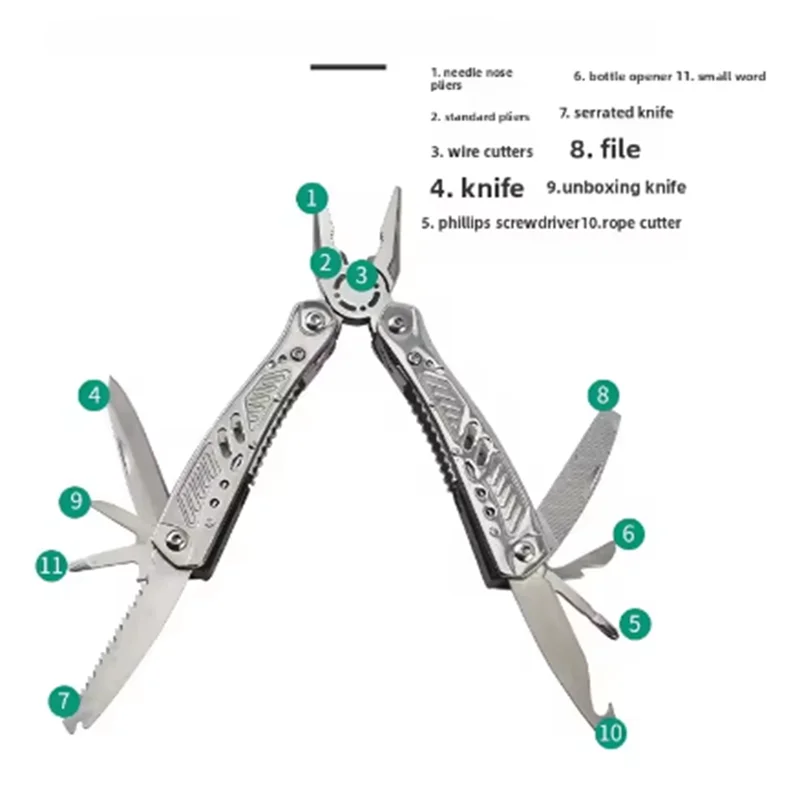 A38Q-1PCS Stainless Steel Multi-Function Folding Tool - Outdoor Camping Travel Car Multi-Use Kit For Adventure