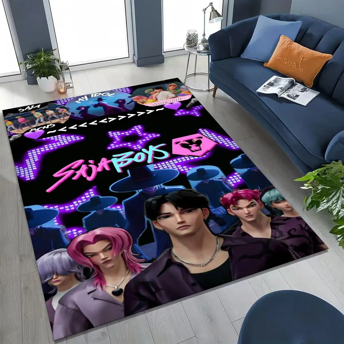 2026 نمط جديد KPOP شيطان الصيادين رومي ميرا زوي الكرتون البساط لغرفة النوم غرفة المعيشة أريكة المنزل ممسحة ديكور ، سجادة أرضية غير قابلة للانزلاق #4