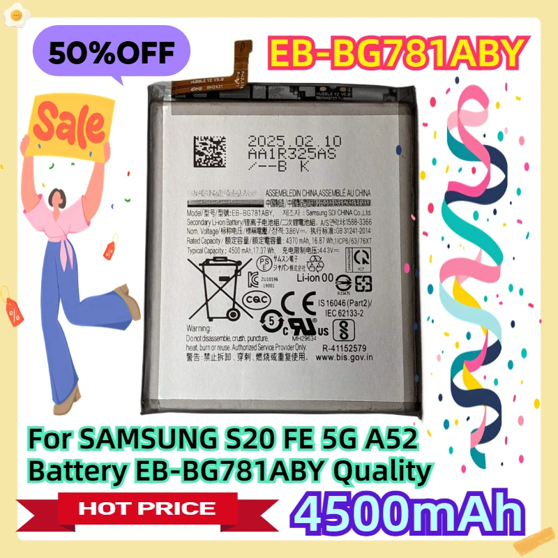 

For SAMSUNG S20 FE 5G A52 Battery EB-BG781ABY 4500mAh Quality