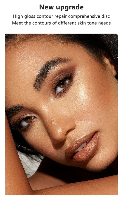 Palette tout-en-un de fard à joues et de contour de 6 couleurs, palette de maquillage en poudre mate nacrée, surligneur à paillettes, palette éclaircissante
