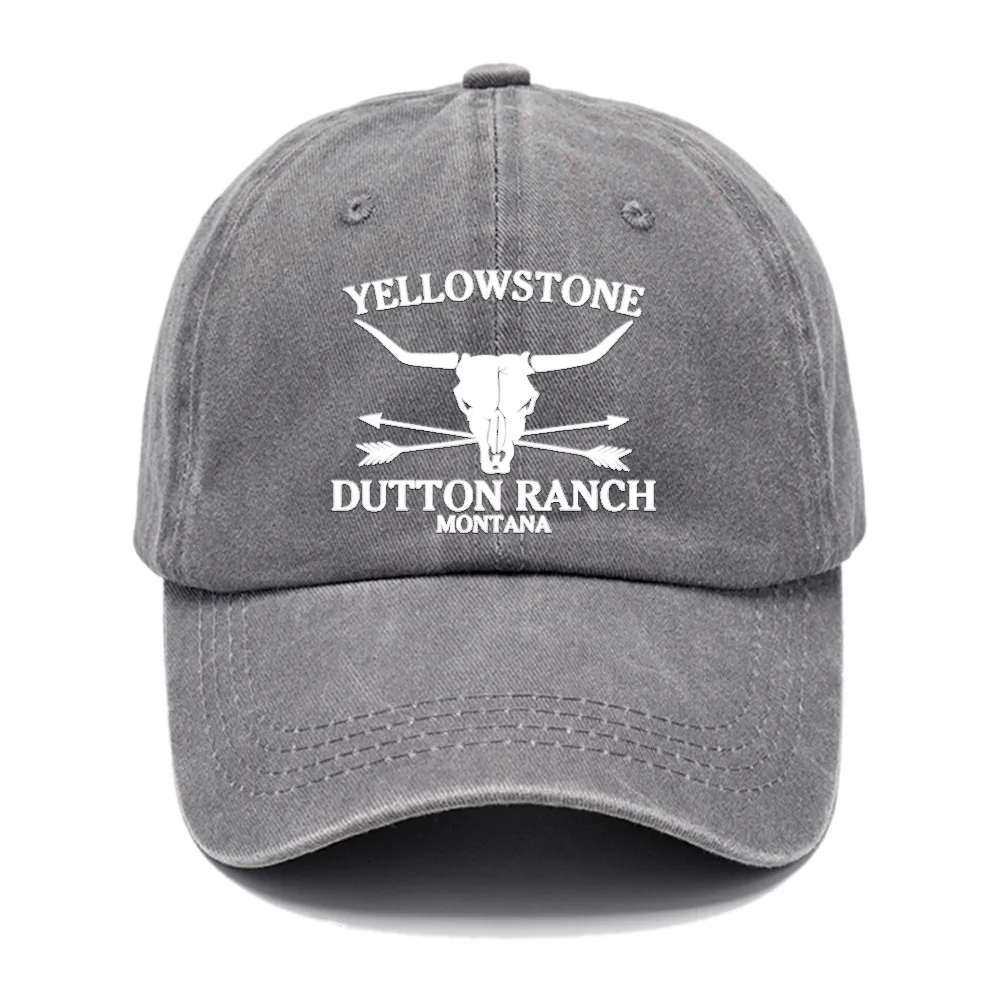 Retro Western Cowboy Hat - YELLOWSTONE DUTTON Ranch hard school embroidered cow-head printed baseball cap for both men and women