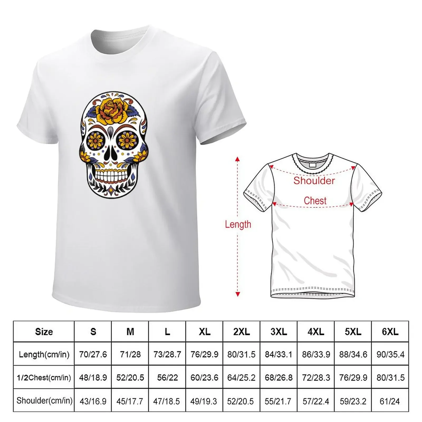 Awesome Sugar Skull Design T-Shirt boys animal print blanks Men's t-shirts