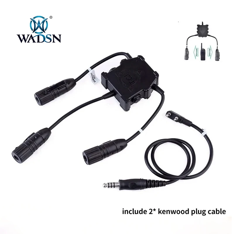 WADSN Dual U94 PTT Push And Receive To Softai Airsoft Headset Kenwood For Tactical Hunting Headphone Baofeng Walkie Talkie