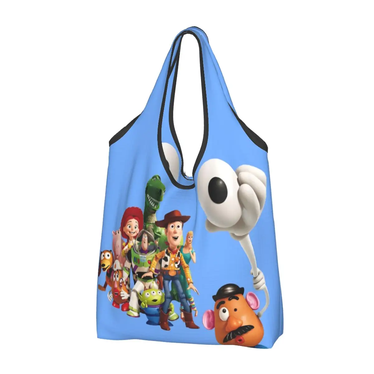 Custom Fashion Anime Toy Story Group Shopping Tote Bag Portable Cartoon Movie Groceries Shopper Shoulder Bag