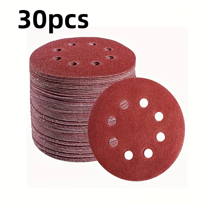 30pcs 5-inch 8-hole hook ring grinding disc, perfect for random track sanding machines!