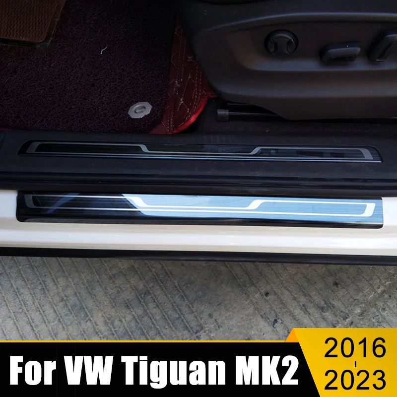 

For Volkswagen VW Tiguan MK2 2016 2017 2018 2019 2020 2021 2022 2023 Stainless Car Door Sill Protector Pedal Pad Cover Stickers