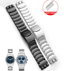 23mm Stainless Steel Watchband Solid Silver Black For Swatch Men Irony Big Size Watch Strap Folding buckle Bracelet Accessories