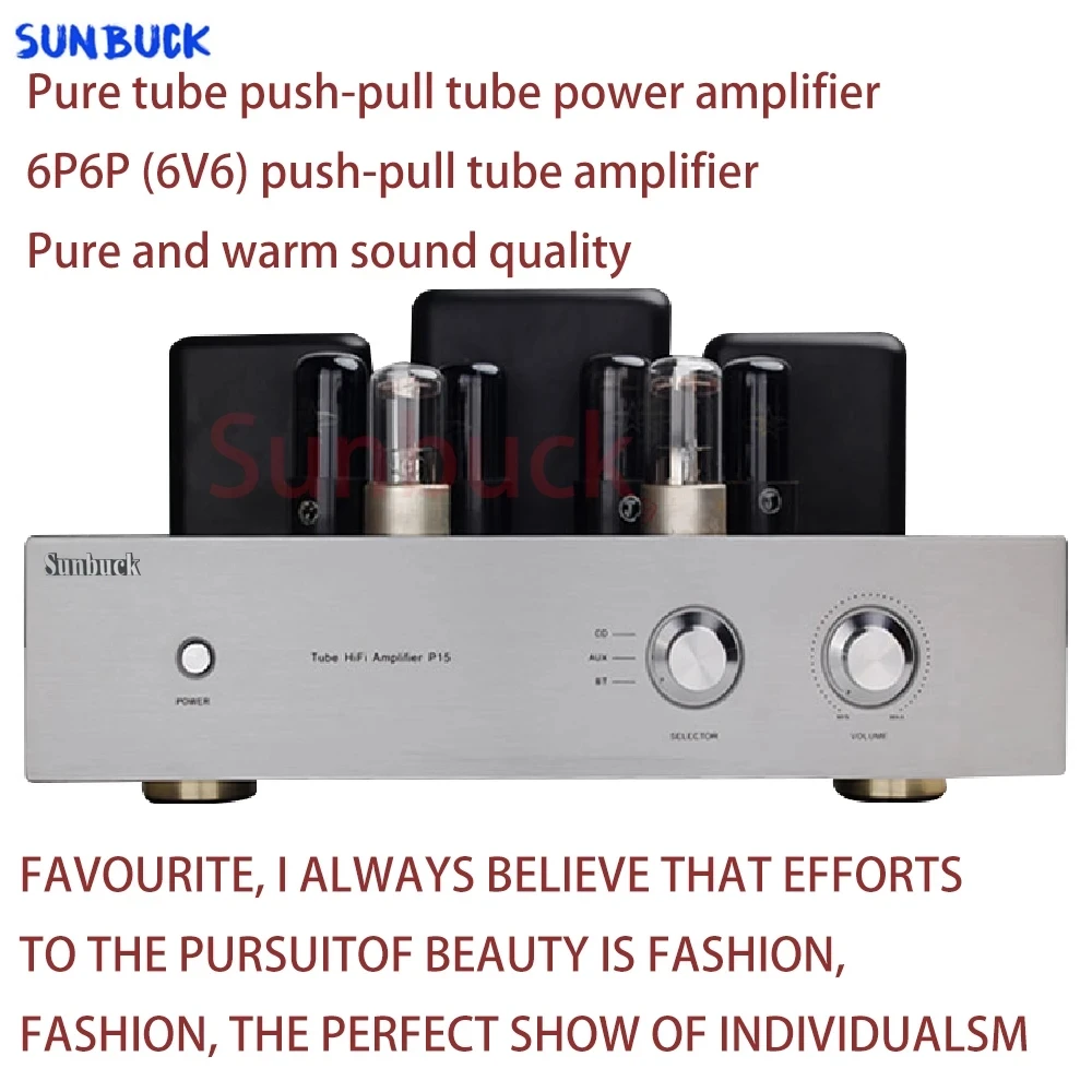 Sunbuck 10W+10W high power 2.0 channel 6P6P 6N9P push-pull HIFI tube bluetooth power amplifier pure Tube Power Amplifier