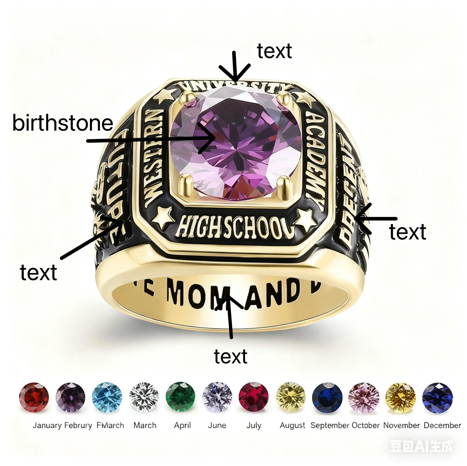 

Индивидуальные памятные кольца для выпускного и дня рождения с индивидуальным дизайном, модные аксессуары для колец в стиле ретро