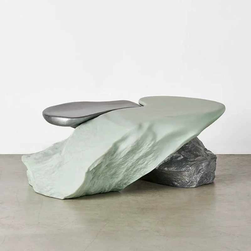 

⁕rArtistic Rock Shaped FRP Coffee Table Unique Irregular Structure Ideal for Living Room Art Space FRP Table