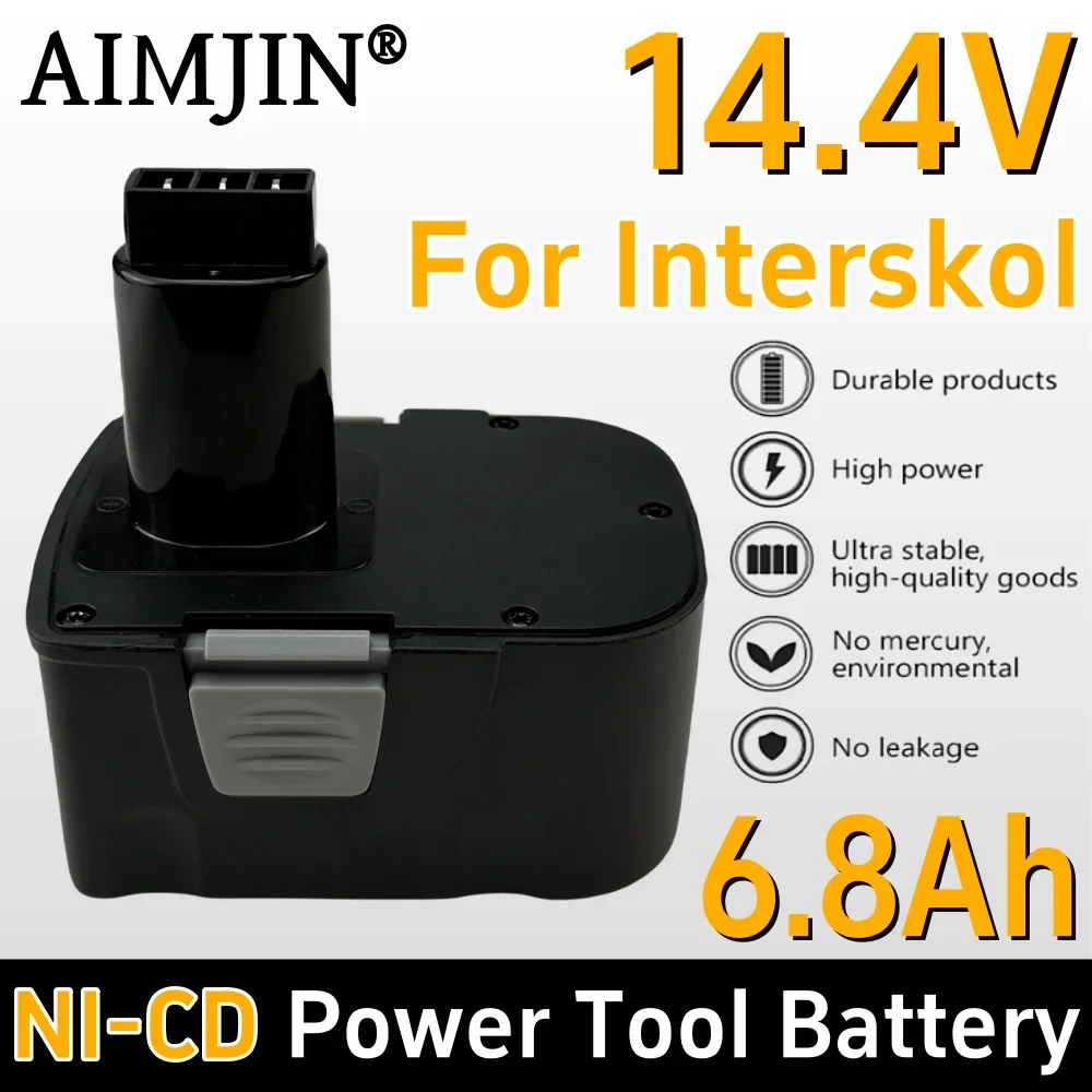 14.4V 6.8Ah rechargeable power tool battery, suitable for Interskol H14.4 DA-18ER WU-18ER SD-18ER cordless drilling rig battery