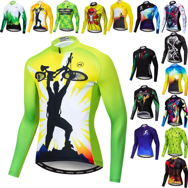 Weimostar Men Autumn Cycling Jersey Long Sleeve Pro Team Cycling Clothing Spring Mountain Bike Jersey Racing Bicycle Jacket Tops