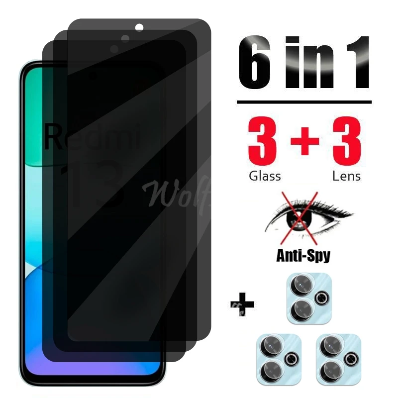 Anti Spy Screen Protector For Xiaomi Redmi 13 Glass Redmi 13 Glass Privacy Peep Film Redmi 13 Tempered Glass Film