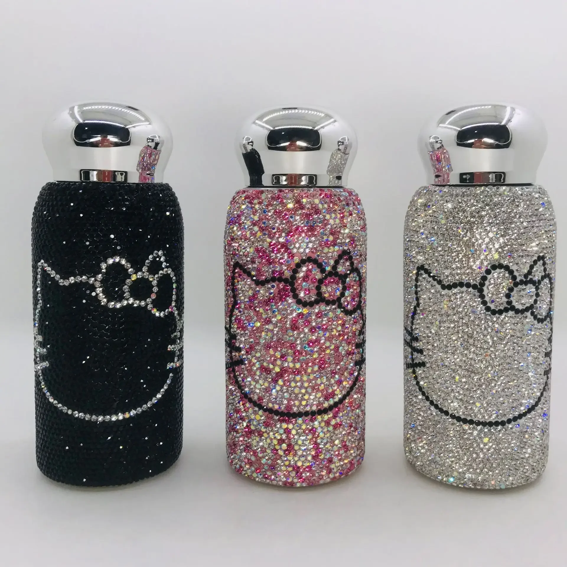 Sparkling Rhinestone Stainless Steel Insulation Cup Cat Portable Water Bottle Mini Vacuum Flasks Car Thermoses Travel Gift