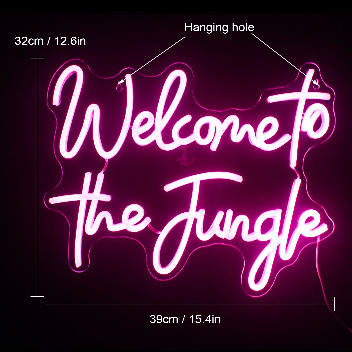 Welcome to the Jungle Neon Sign LED Light Bedroom Home Office Party Room Wall Decorations Neon Art Signage 4Color Night Light