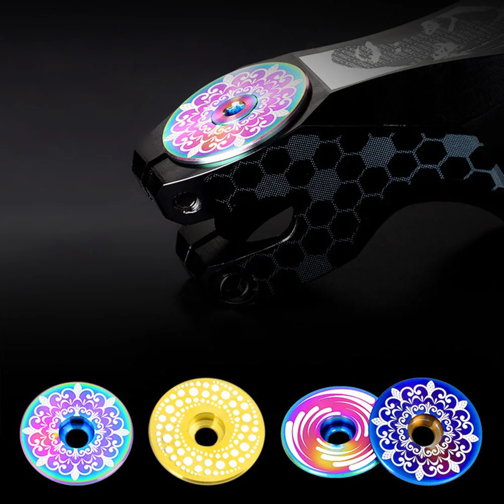 

1 Set Bike Bowl Cover Titanium Alloy Durable Light Weight High Strength Smooth Surface Shiny Color Unique Style Easy Install For
