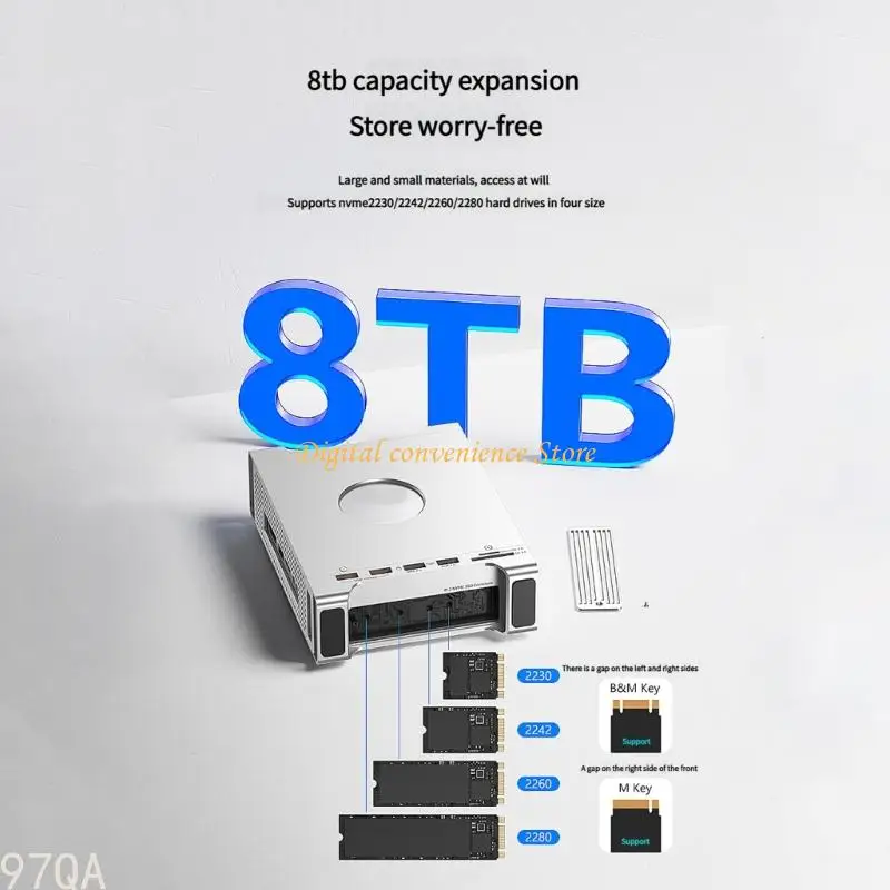

97QA USB4 40Gbps NVMe Solid Disk Enclosure Dock For Mini Computer Aluminum Vertical