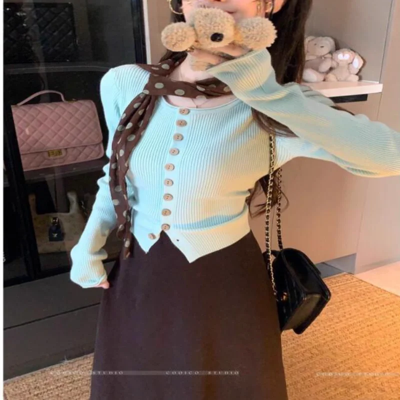 Ropa informal de dibujos animados para estudiantes, configuración de moda para chica Kawaii, dos trajes para mujer, chándal cálido, capa Base femenina, novedad