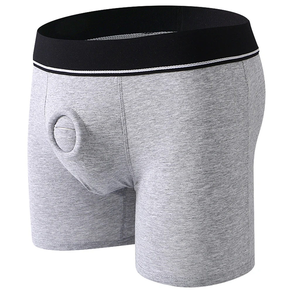 

Mens Exotic Underpant Open Pouch Hole Boxer Shorts Cockring Cotton Underwear Hollow Boxershorts Hombre Calzoncillo