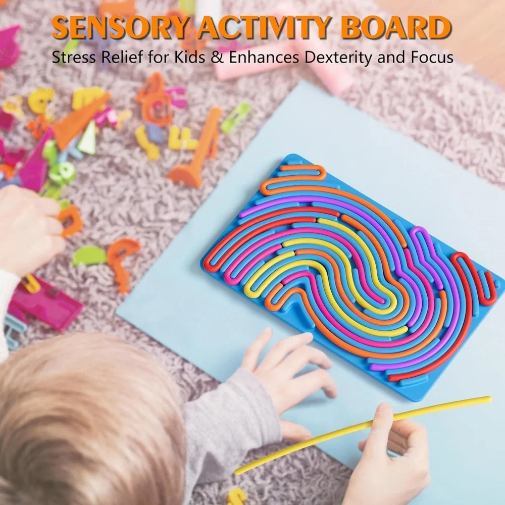 Kid Sensory Activity Board Sensory Activity Board 2 in1 Silicone Fidget Toy Double-Sided for Calming Stress Anxiety ADHD Autism