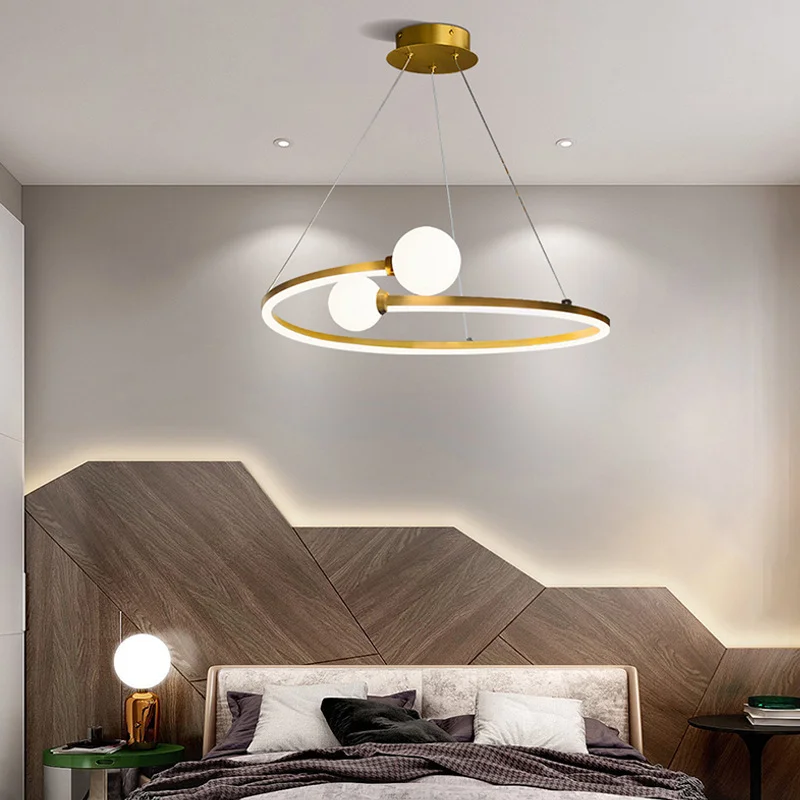 Nordic Minimalist Ring LED Pendant Lamp, Regulável para Mesa, Sala de Jantar, Cozinha Ilha, Quarto Lustre, Luminária