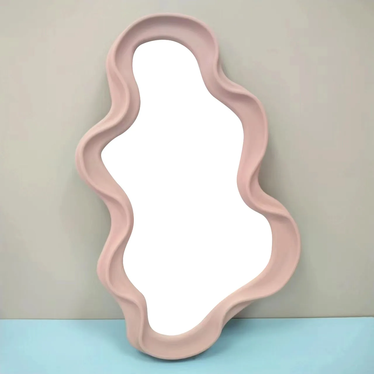 Wall-Mounted Wave Vanity Mirror for Dressing Tabletop Decorative Makeup Mirror