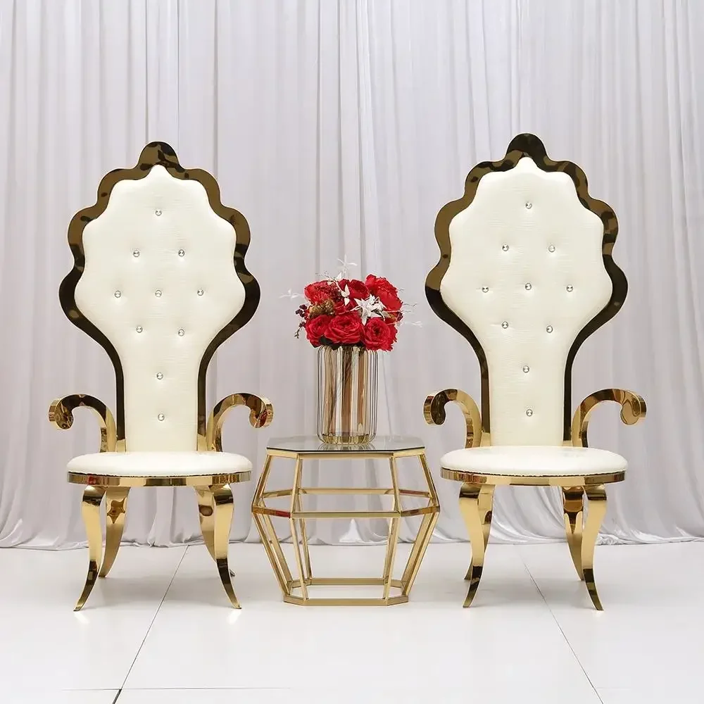 

Fashion Design Stylish Wedding Furniture Stainless Steel Wedding Banquet Throne King Chair