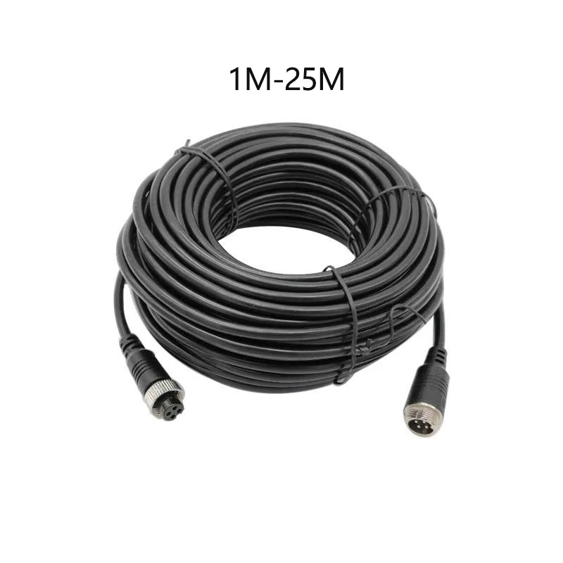 Cable de extensión de vigilancia para cámara de marcha atrás de coche, conector de vídeo de aviación macho a hembra, 4 pines, 1M-25M