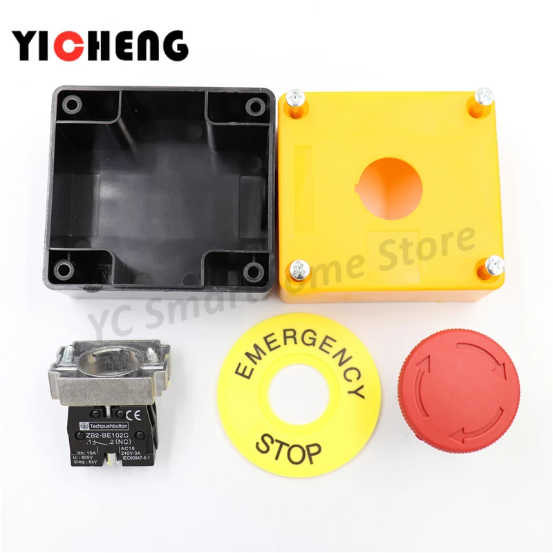 

E-stop Push button emergency stop switch button box one normally open and one normally closed