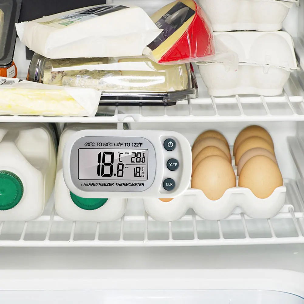ميزان حرارة غرفة الفريزر الرقمي المغناطيسي الخلفي وخطاف مقاوم للماء الثلاجة الفريزر ميزان الحرارة للمطبخ المنزل مطعم #2