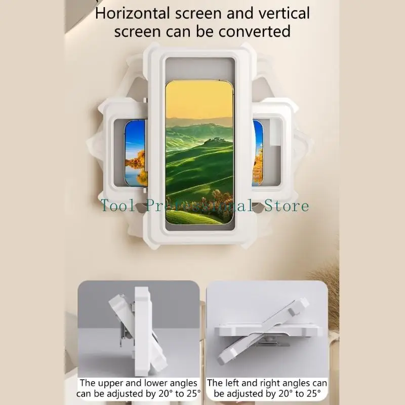 57QF حامل هاتف دش مقاوم للماء 360 درجة دوران دش حالات الهاتف رف الحمام جدار جبل قوس للهواتف المحمولة