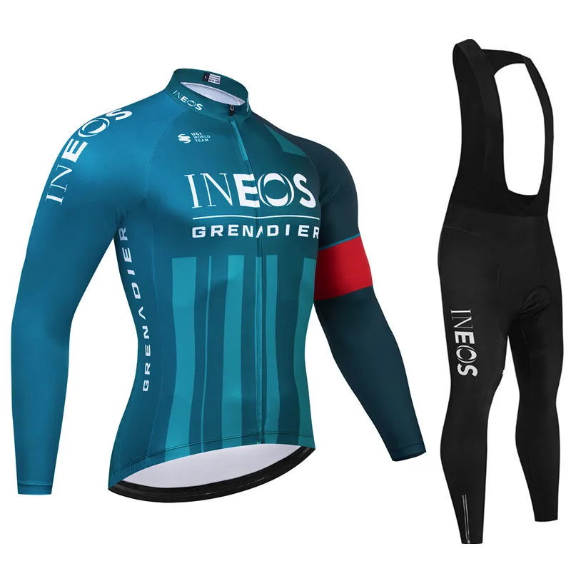 Ineos Pro Team Autumn Long Sleeve Cycling Jersey Set Bib Pants Ropa Ciclismo Clothing Bike Uniform Men Bicycle Clothes Mailllot