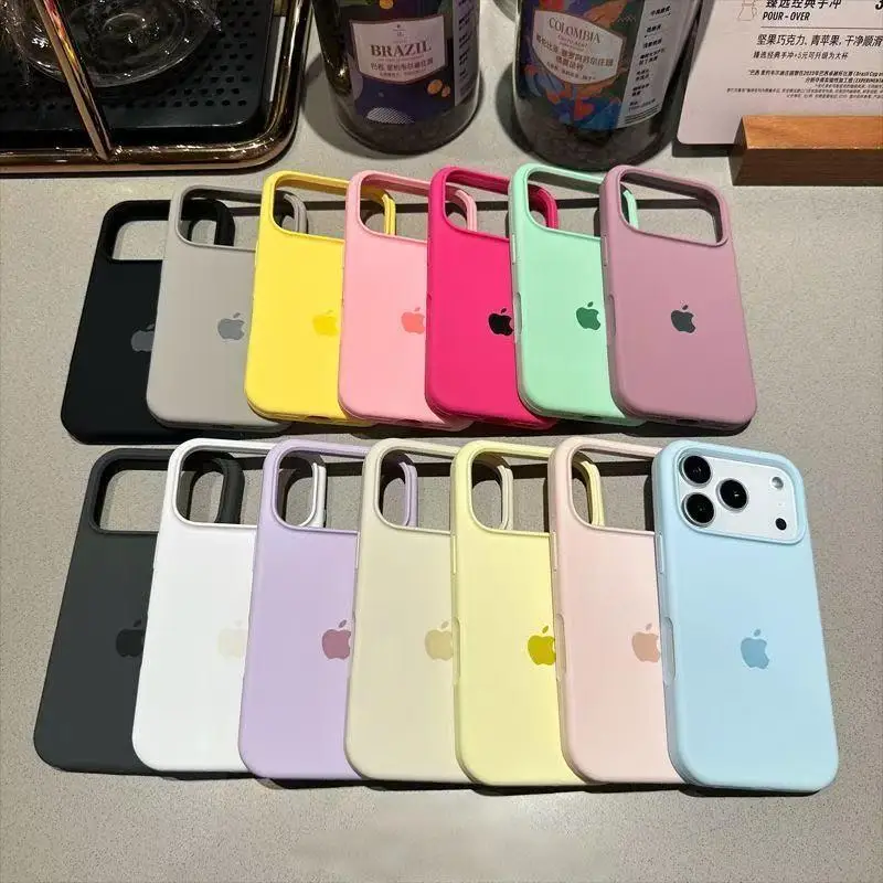 Funda de silicona Original de lujo para Apple iPhone 11 12 13 14 15 16 Pro Max cubierta completa Officia 11 12 13 14 15 16 Pro Max funda para iPhone
