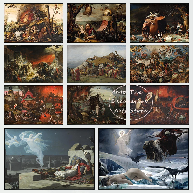 George Bellows/Frans Floris Museum Collect Poster Famous Art Myth Angel Classic Canvas Painting Prints Wall Pictures Home Decor