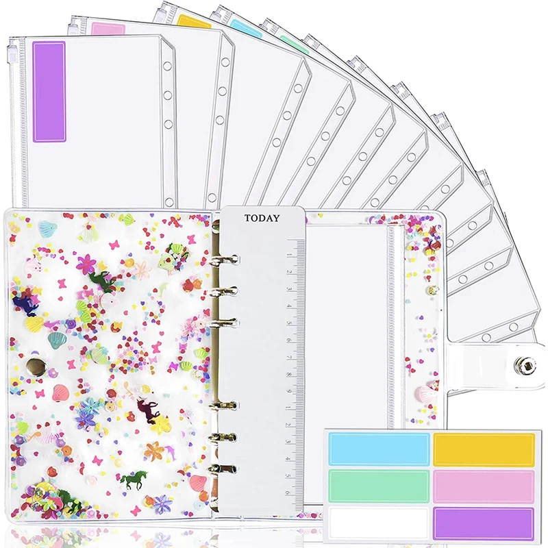 A6 Binder,Budget Binder,Used For Budgeting,Budget Planning Notepad, Cash Envelope Binder, Pink With Budget Envelope