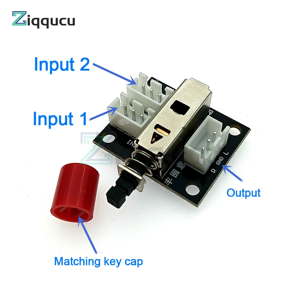 2-way button type sound source switching board module signal input mechanical switch type without power supply and interference