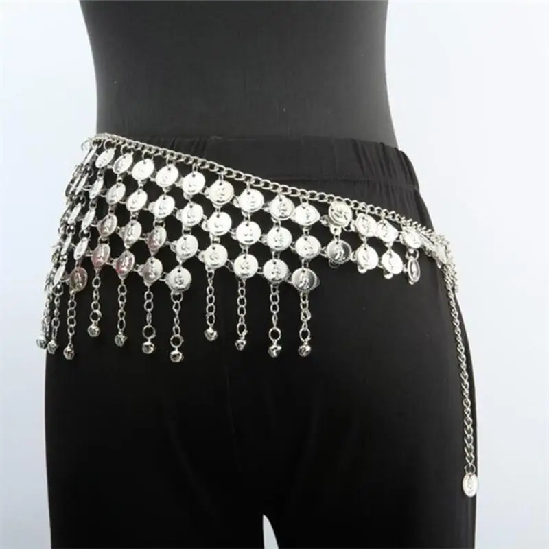 

31BB Retros Metal Waist Chain Trendy Double Layers Waist Belt Tassels Body Chain for Casual Elegances