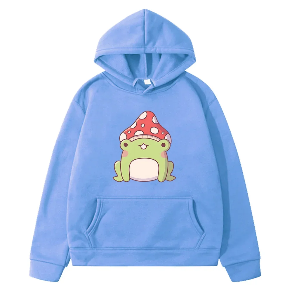 Mushroom Frog Cute Print Hoodies Streetwear Soft Children Kawaii Graphic Sweatshirts Cartoon Boys and Girls Pullover with Pocket