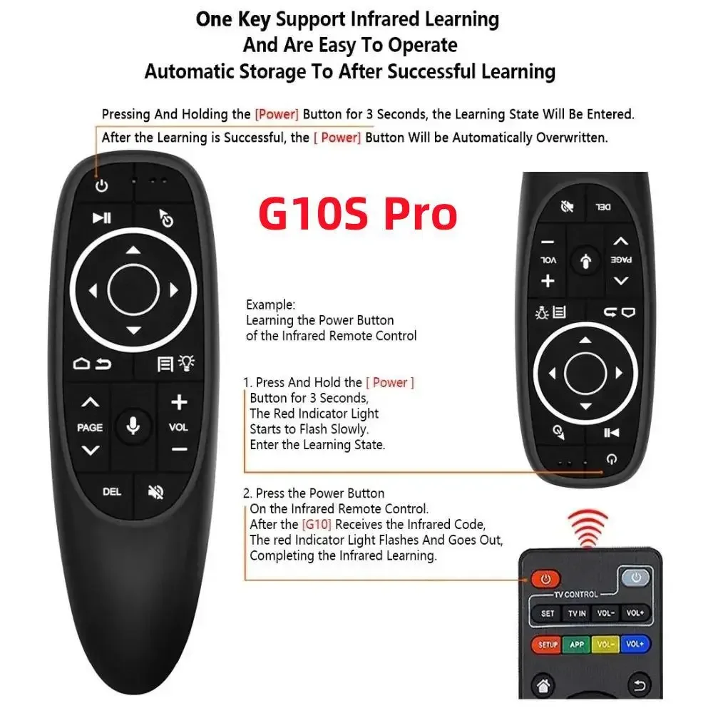 G10S PRO BT Voice Remote Control 2.4G With Bluetooth 5.0 Wireless Air Mouse Gyroscope Smart Remote Backlit For Android TV Box